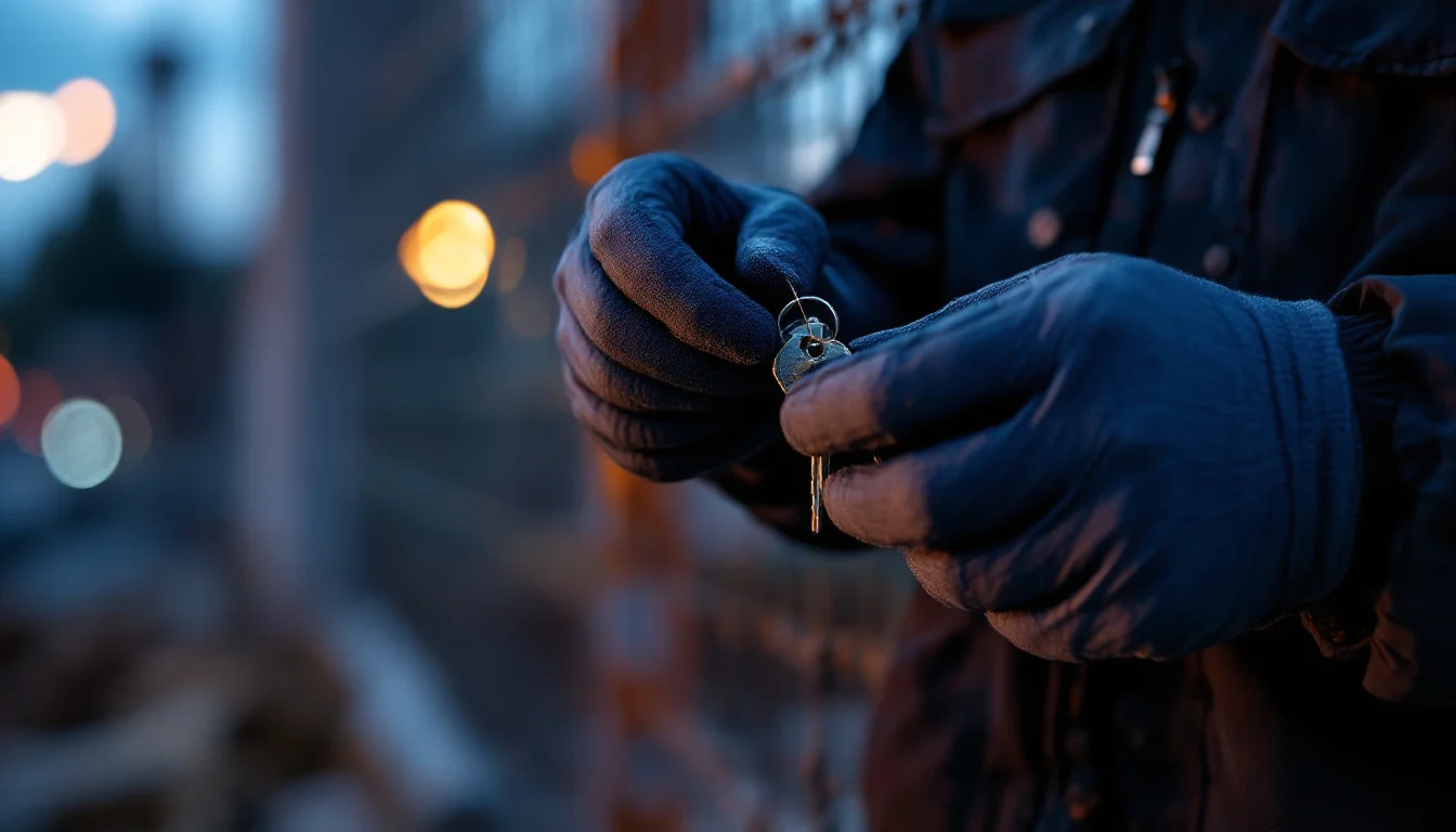 How Mobile Patrols Deter Crime — A security officer conducting a key holding check at a Trowbridge construction s How Mobile Patrols Deter Crime — A security officer conducting a key holding check at a Trowbridge construction s